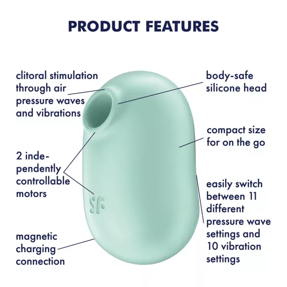 Satisfyer Pro To Go 2 - vibrador clitóris sucção recarregável menta