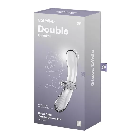 Satisfyer Double Crystal - dildo duplo de vidro - transparente