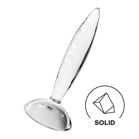 Satisfyer Cristal Reluzente - dildo de vidro canelado (transparente)