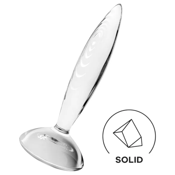 Satisfyer Sparkling Crystal - dildo de vidro texturizado - transparente