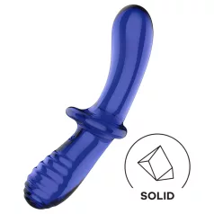 Satisfyer Double Crystal - dildo duplo de vidro - azul