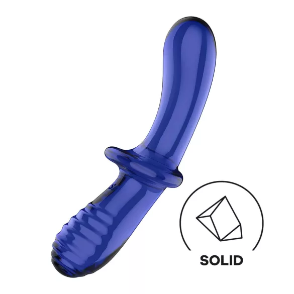 Satisfyer Double Crystal - dildo duplo de vidro - azul