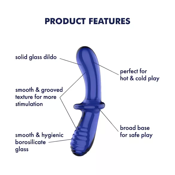 Satisfyer Double Crystal - dildo duplo de vidro - azul