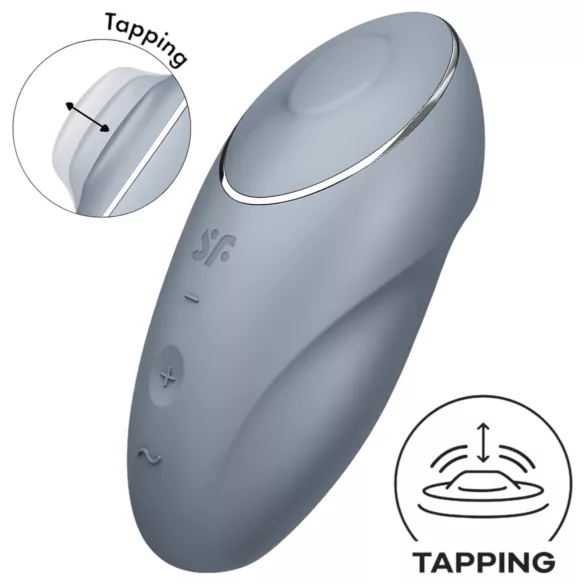Satisfyer - vibrador clitóris 2 em 1 - Tap & Climax 1 - cinza
