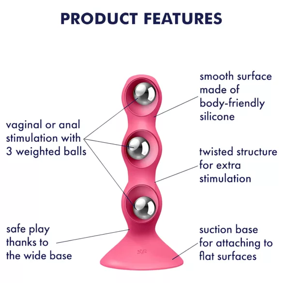 Satisfyer Triple Ball-R - vibrador anal com esferas - silicone rosa