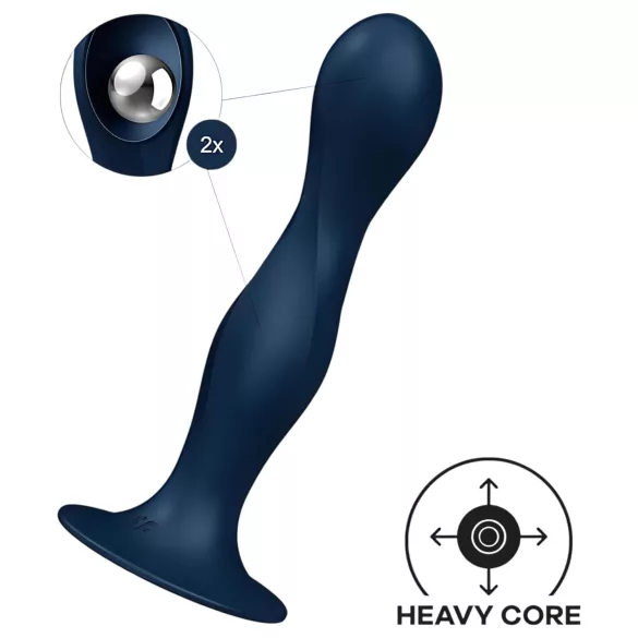 Satisfyer Double Ball-R - dildo com peso - silicone azul