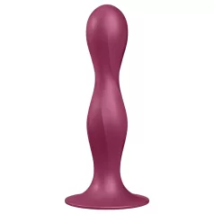   Satisfyer Double Ball-R - dildo com ventosa e peso - silicone vermelho