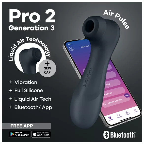 Satisfyer Pro2 Gen3 - Estimulador de clitóris por ondas de ar controlado por app (cinzento escuro)