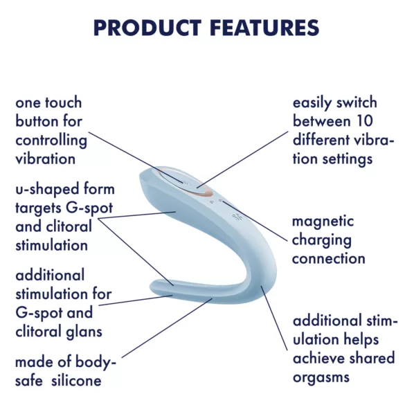 Satisfyer Double Classic - vibrador para casais (azul)
