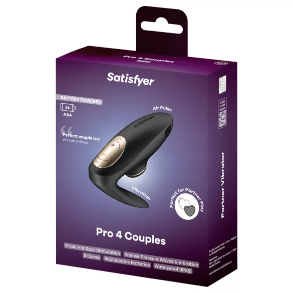 Satisfyer Pro 4 Couples - vibrador para casal com sucção de ar - preto