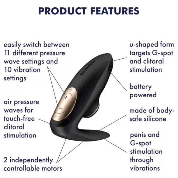 Satisfyer Pro 4 Couples - vibrador para casal com sucção de ar - preto