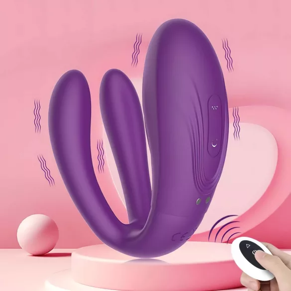 Mrow - vibrador para casal recarregável à prova d'água 3 motores roxo