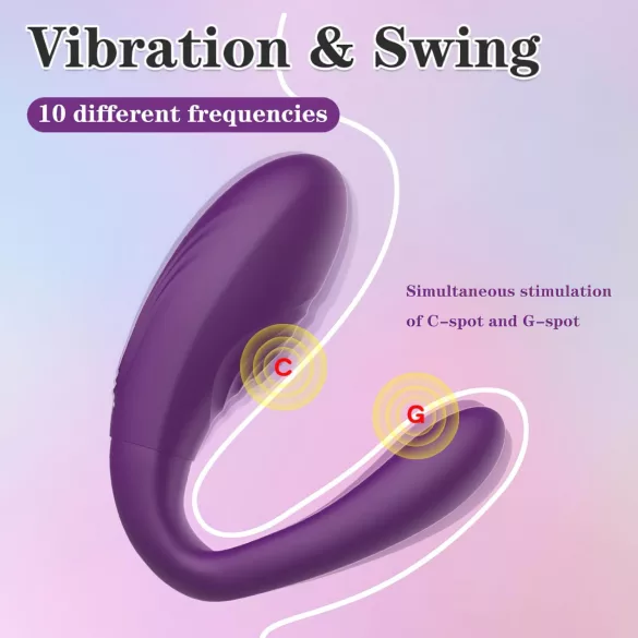 Mrow - vibrador para casal recarregável à prova d'água 3 motores roxo