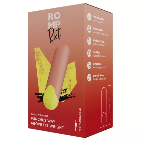 ROMP Riot - mini vibrador bullet - à prova d'água - laranja