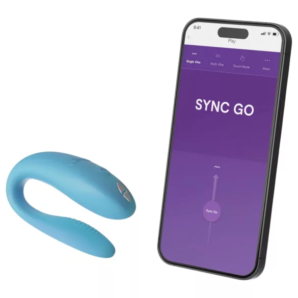 We-Vibe Sync Go - vibrador casal recarregável inteligente - silicone turquesa