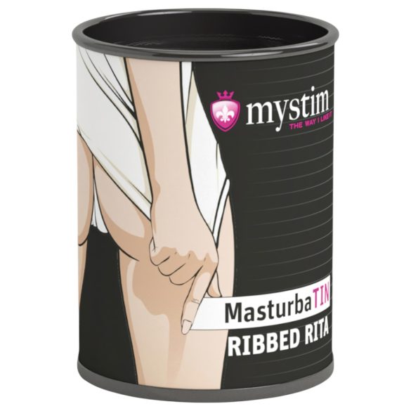 Mystim MasturbaTIN Ribbed Rita - masturbador com lâminas (branco)