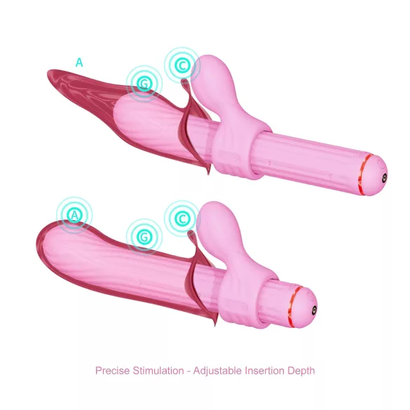 Magic Stick - vibrador com cabeças intercambiáveis (rosa)