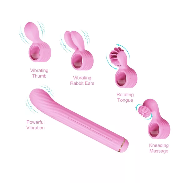 Magic Stick - vibrador com cabeças intercambiáveis (rosa)