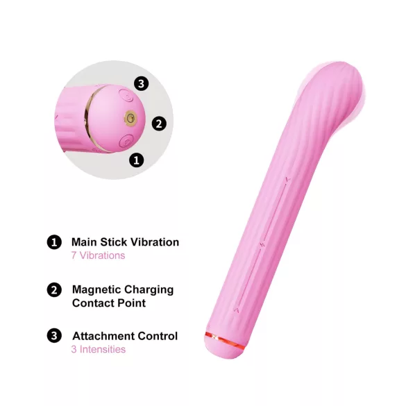 Magic Stick - vibrador com cabeças intercambiáveis (rosa)