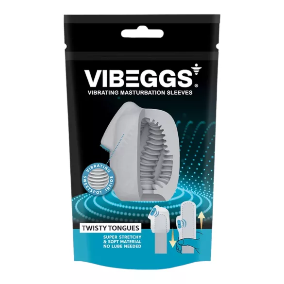 VIBEGGS Twisty Tongues - masturbador ovo vibratório - branco