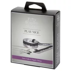   As Cinquenta Sombras de Grey Play Nice - pinças para mamilos com coleira (prateado)