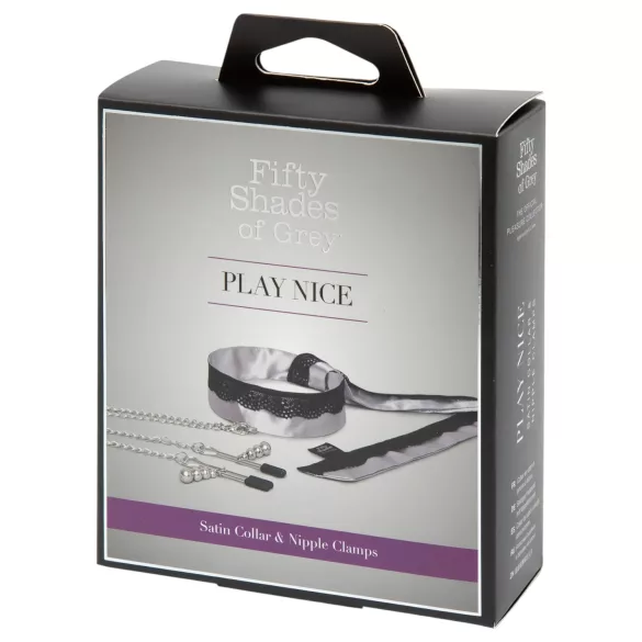 As Cinquenta Sombras de Grey Play Nice - pinças para mamilos com coleira (prateado)