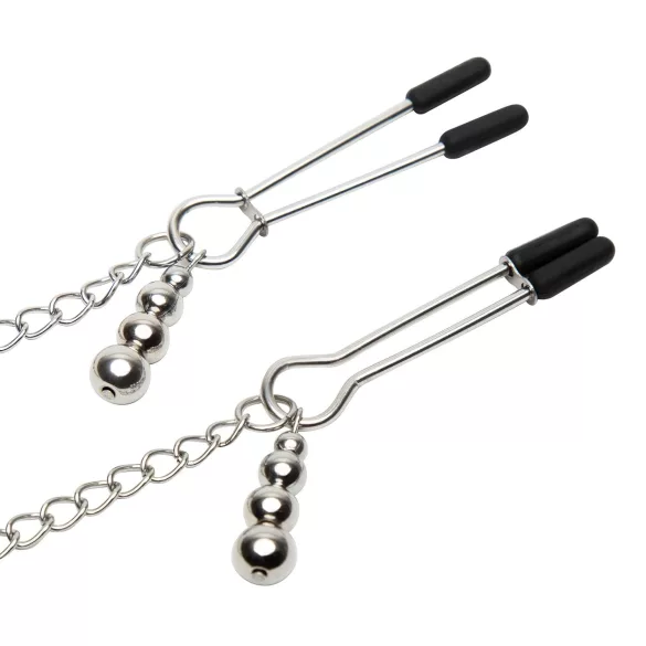 As Cinquenta Sombras de Grey Play Nice - pinças para mamilos com coleira (prateado)