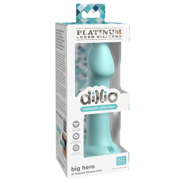 Dillio Grande Herói - Dildo com Ventosa (17cm) - Turquesa