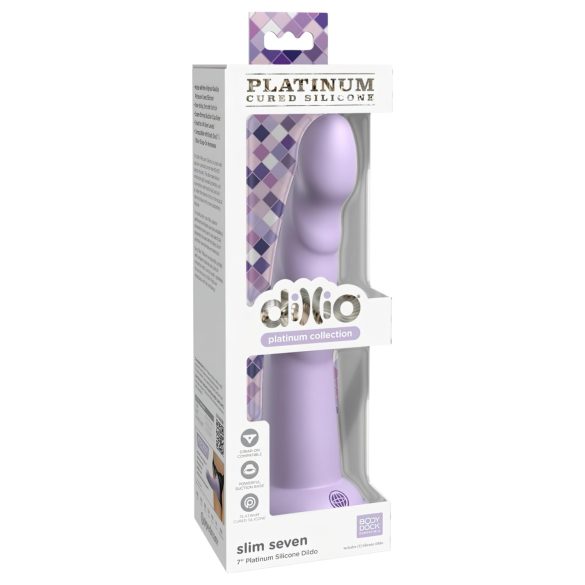 Dillio Slim Seven - Dildo com ventosa estimulante (20cm) - roxo