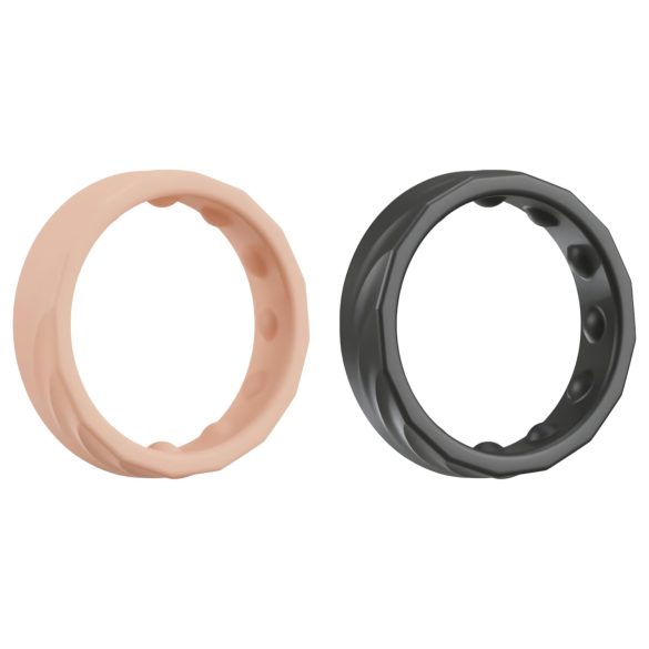Conjunto You2Toys 4em1 - Anéis para Pênis e Escroto (bege-preto)