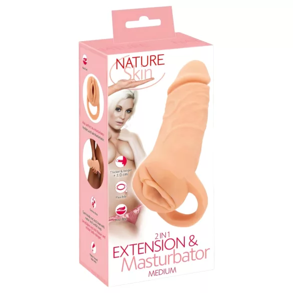 Nature Skin - capa peniana e masturbador vagina - 18cm - cor natural