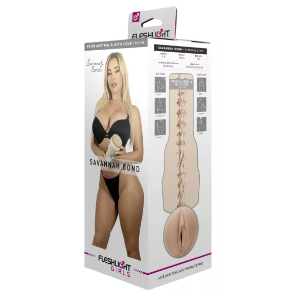 Fleshlight Savannah Bond - masturbador vagina realística - cor natural