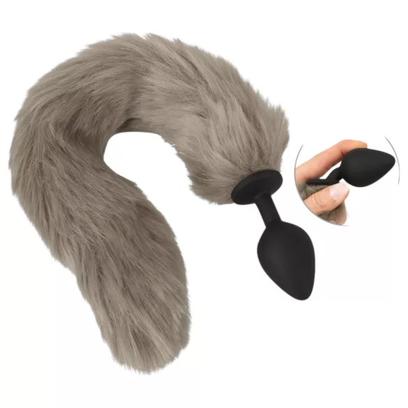 You2Toys - plug anal de silicone com cauda - cinza
