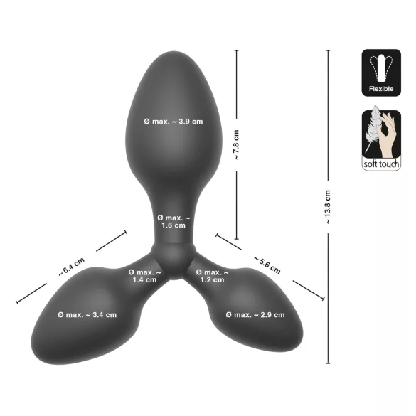 Black Velvets - plug anal triplo - silicone preto