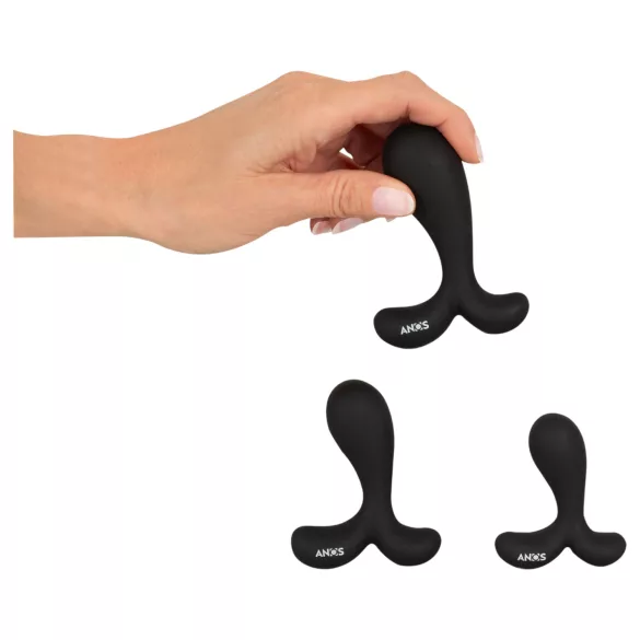 ANOS - plug anal treinamento - conjunto 3 peças - silicone preto
