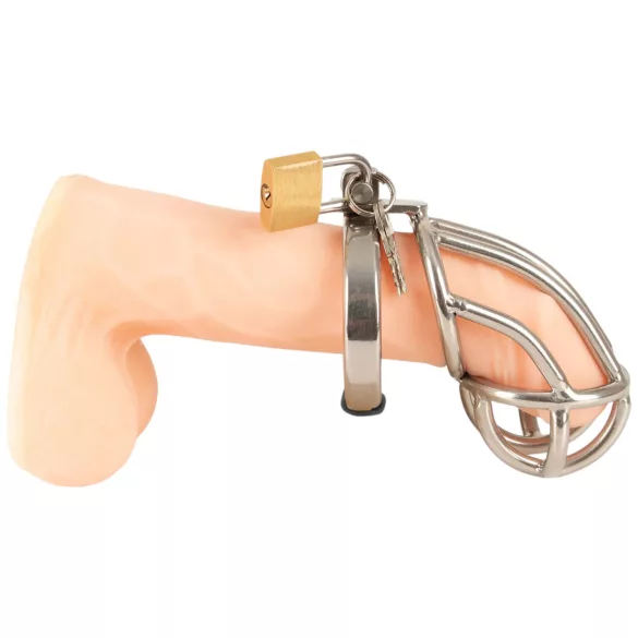 Fetish Collection - gaiola peniana compacta de aço com cadeado (prateada)