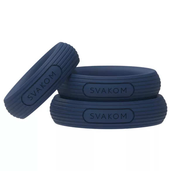 Svakom Triooo - conjunto de anéis penianos em silicone macio (azul) - 3 un.