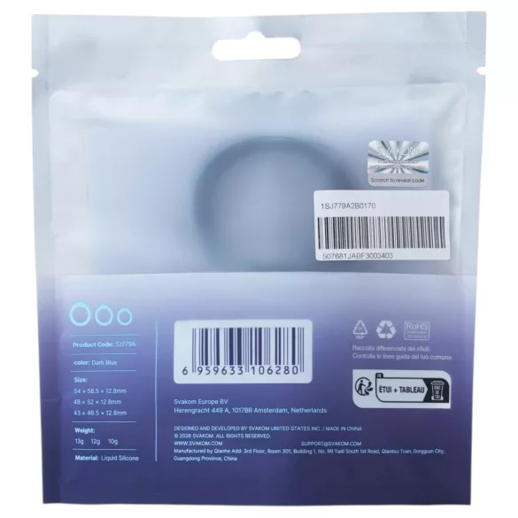 Svakom Triooo - conjunto de anéis penianos em silicone macio (azul) - 3 un.