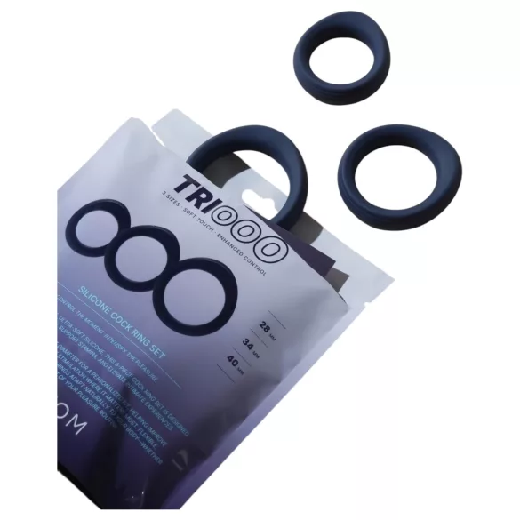 Svakom Triooo - conjunto de anéis penianos em silicone macio (azul) - 3 un.