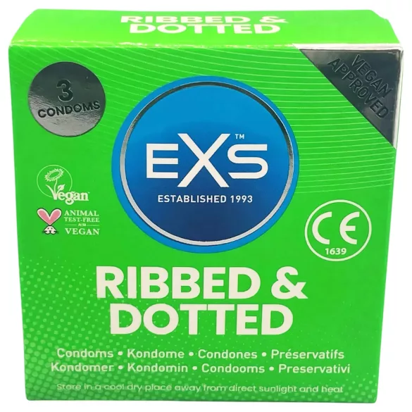 EXS - Preservativo texturizado com pontos e nervuras - 3 unidades