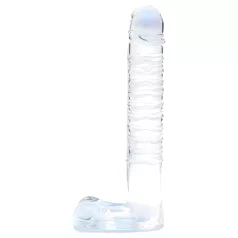 Clarity - dildo de vidro com testículos - transparente