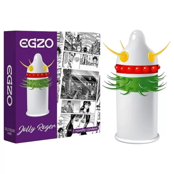 Egzo Jolly Roger - preservativo texturizado com pontas e relevos - 1 unidade