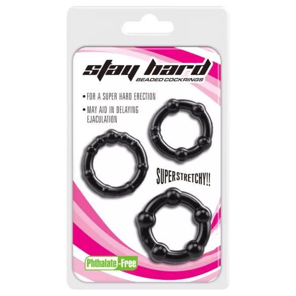 Lonely Stay Hard - anel peniano kit - 3 peças - silicone preto