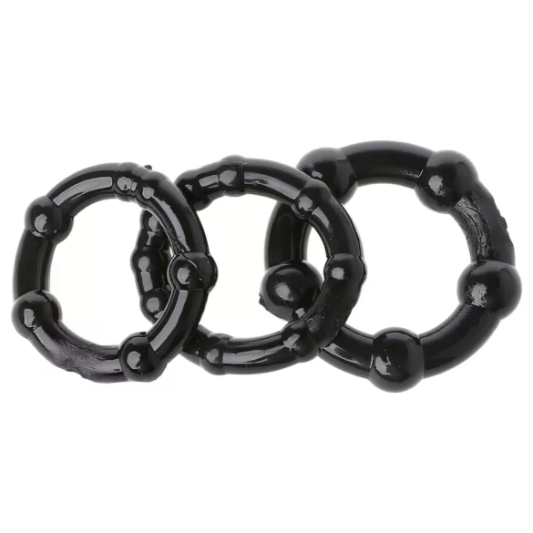 Lonely Stay Hard - anel peniano kit - 3 peças - silicone preto