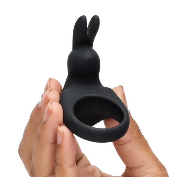 Happyrabbit - anel peniano vibratório recarregável - silicone preto