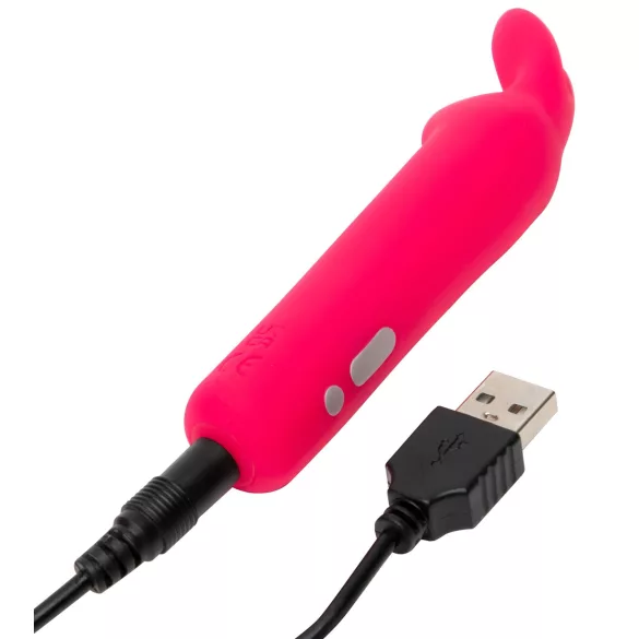 Happyrabbit - mini vibrador bullet recarregável com orelhas de coelho - rosa
