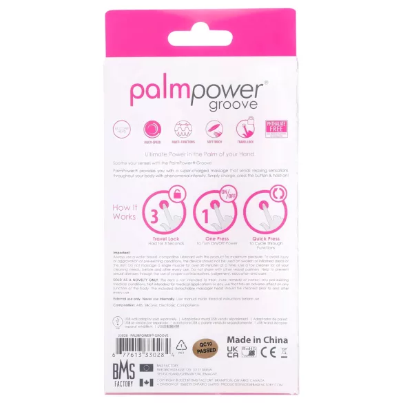 PalmPower - vibrador massageador recarregável - silicone rosa