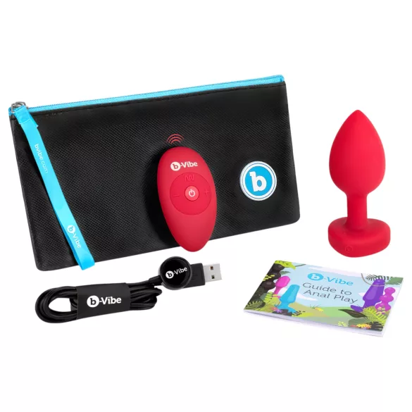 b-vibe heart - vibrador anal recarregável com controle (vermelho)