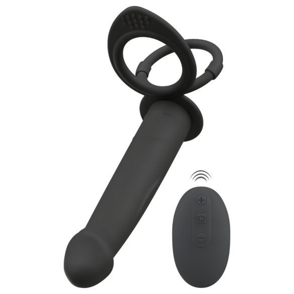 Veludo Preto Double F - vibrador anal strap-on (preto)