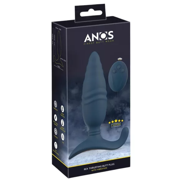 ANOS - vibrador anal com controle remoto - função empurrar - silicone azul
